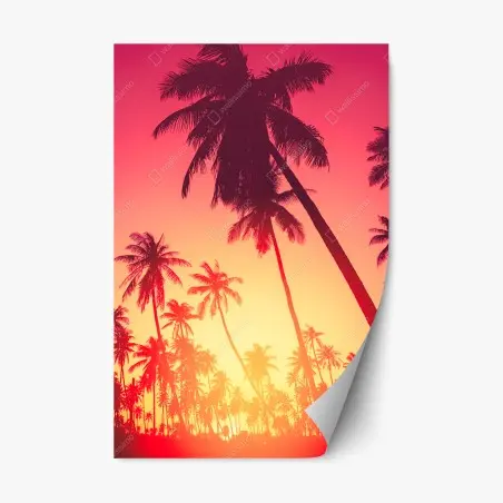 Repositionable sticker tropical sunset palms • Wallissimo®