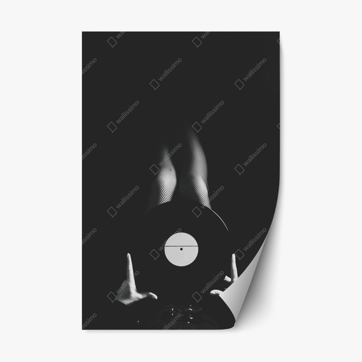 Repositionable sticker vinyl record and fishnet legs • Wallissimo® Repositionable sticker vinyl record and fishnet legs • Wallissimo®