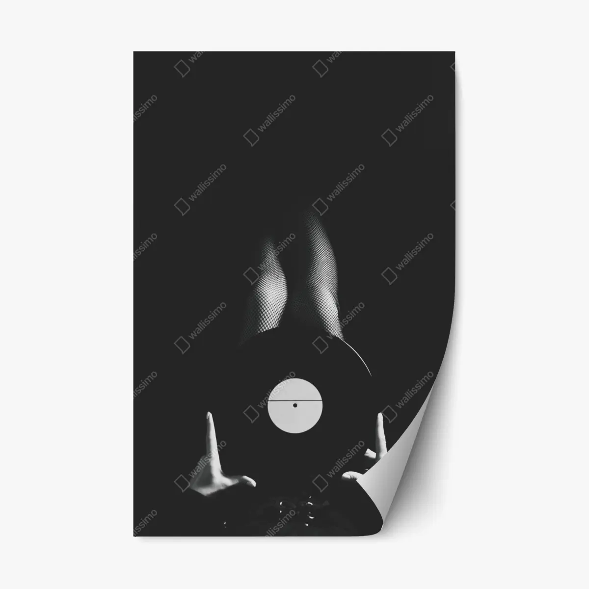 Repositionable sticker vinyl record and fishnet legs • Wallissimo® Repositionable sticker vinyl record and fishnet legs • Wallissimo®