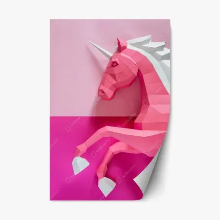 Repositionable sticker pink geometric unicorn wall art • Wallissimo®