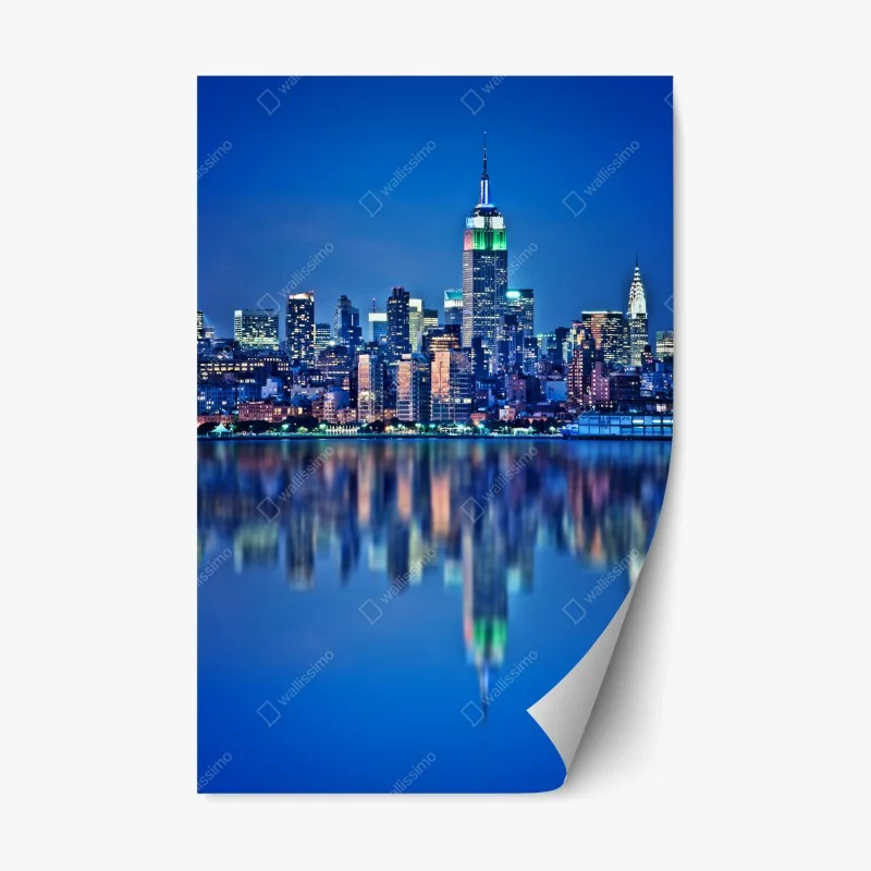 Repositionable sticker New York skyline reflections at night