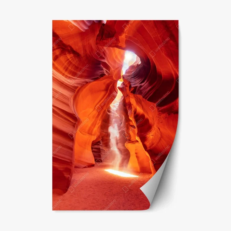 Repositionable sticker sunbeam in sandstone slot canyon