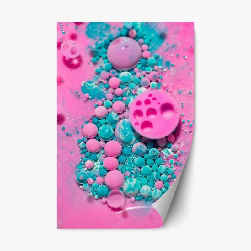 Repositionable sticker pink and turquoise marble abstract