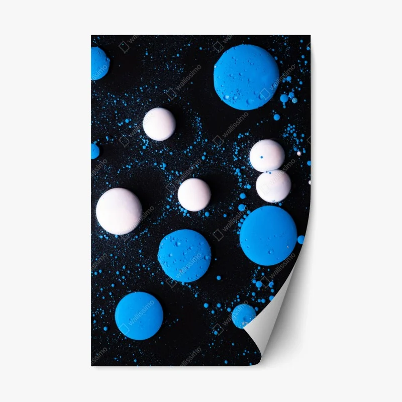 Repositionable sticker blue marble liquid pattern