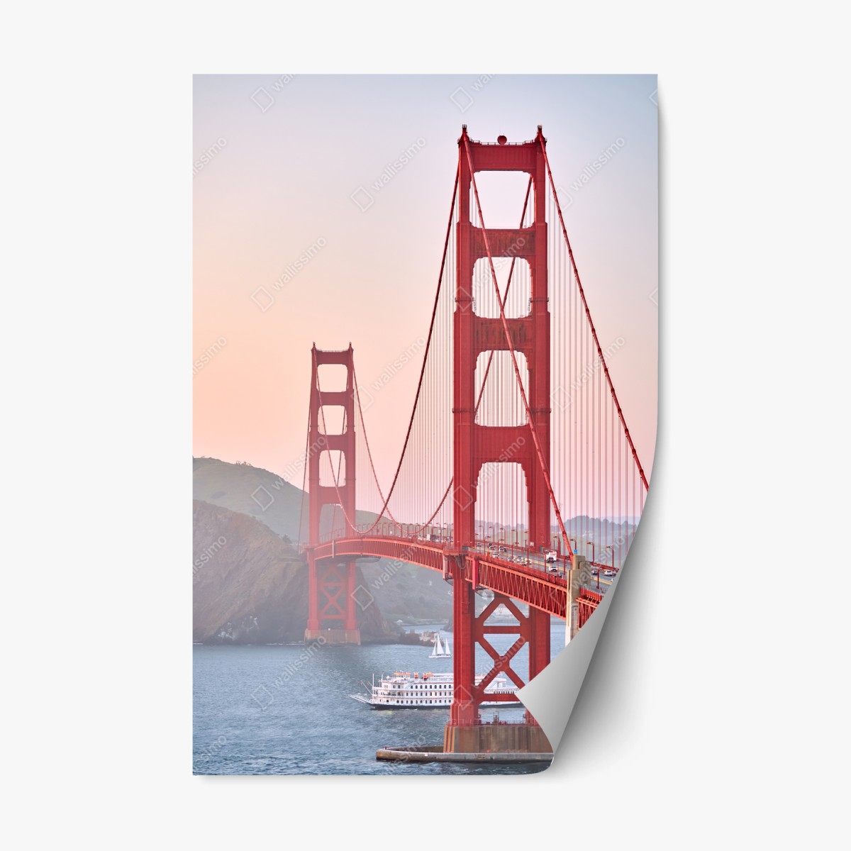 Repositionable sticker Golden Gate Bridge at sunset ⁕ Wallissimo® Repositionable sticker Golden Gate Bridge at sunset ⁕ Wallissimo®