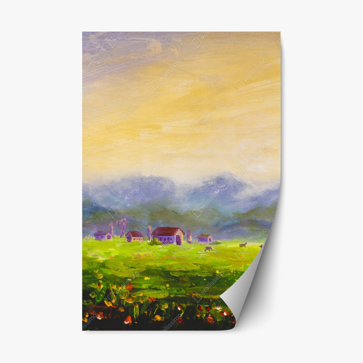 Repositionable sticker dawn over a summer meadow • Wallissimo® Repositionable sticker dawn over a summer meadow • Wallissimo®