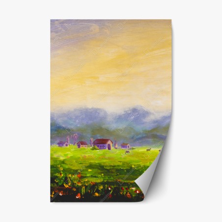 Repositionable sticker dawn over a summer meadow • Wallissimo®