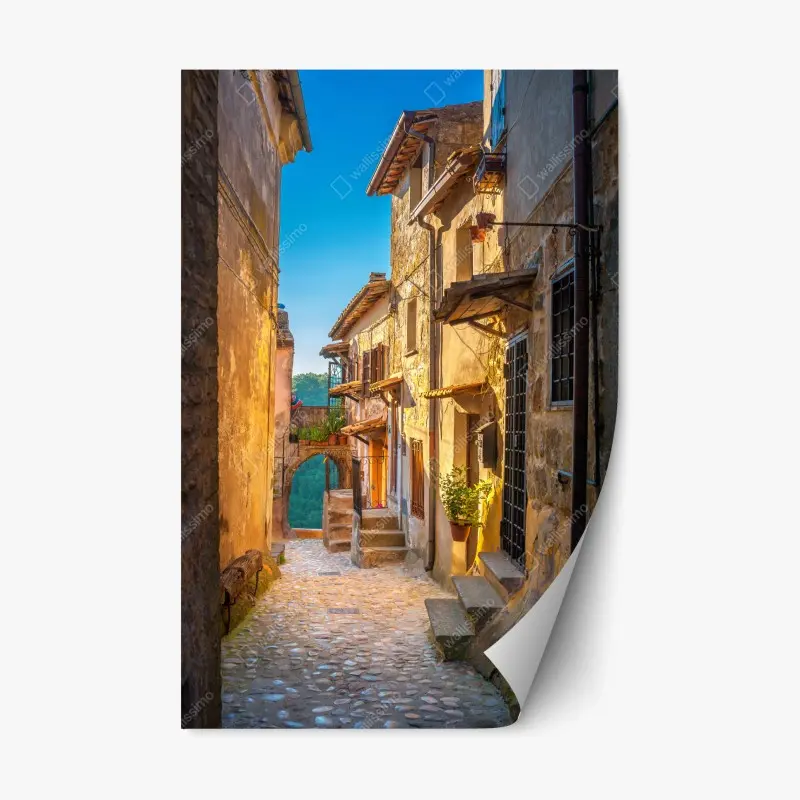 Repositionable sticker sunlit street in Tuscany
