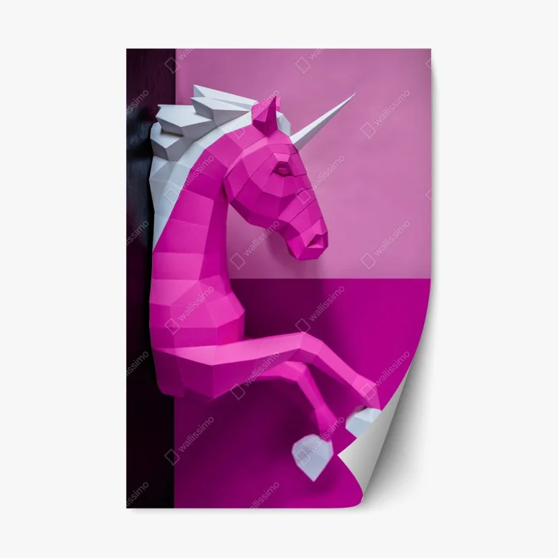 Repositionable sticker pink geometric unicorn wall art