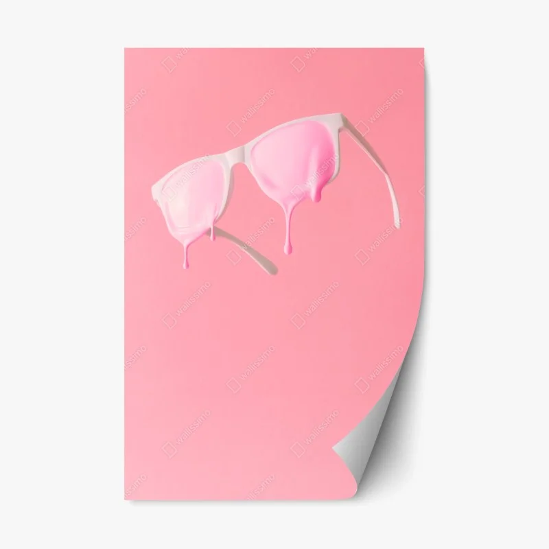 Repositionable sticker melting pink sunglasses