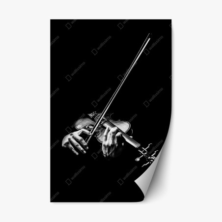 Repositionable sticker monochrome violinist hands • Wallissimo®