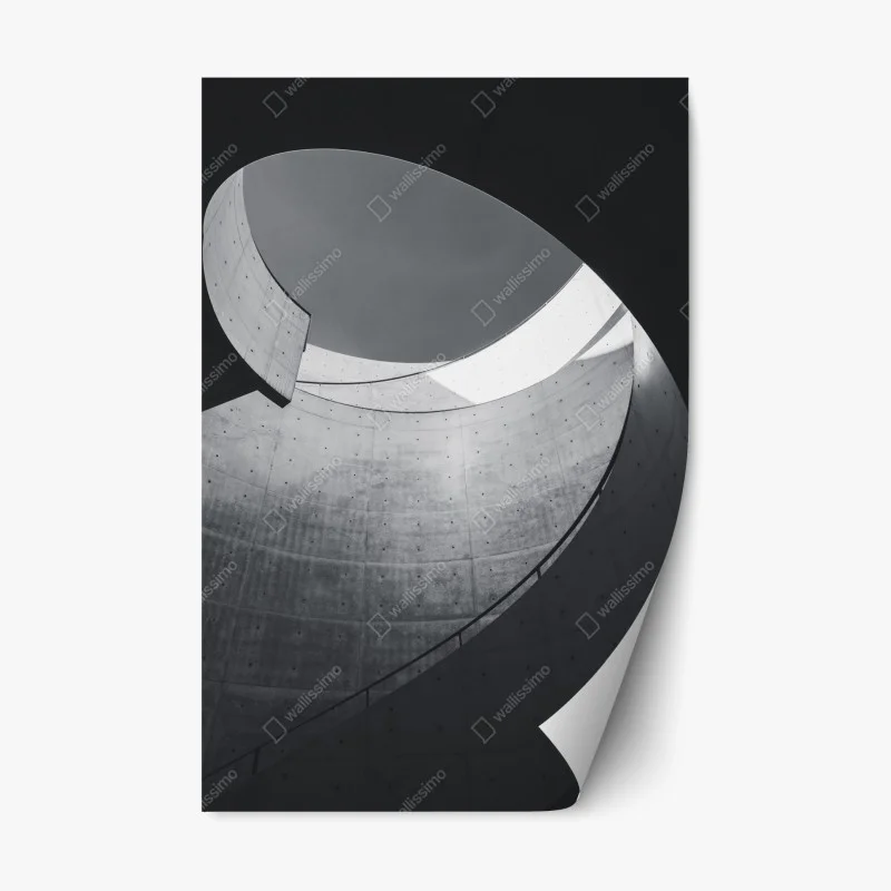 Repositionable sticker curved concrete spiral staircase