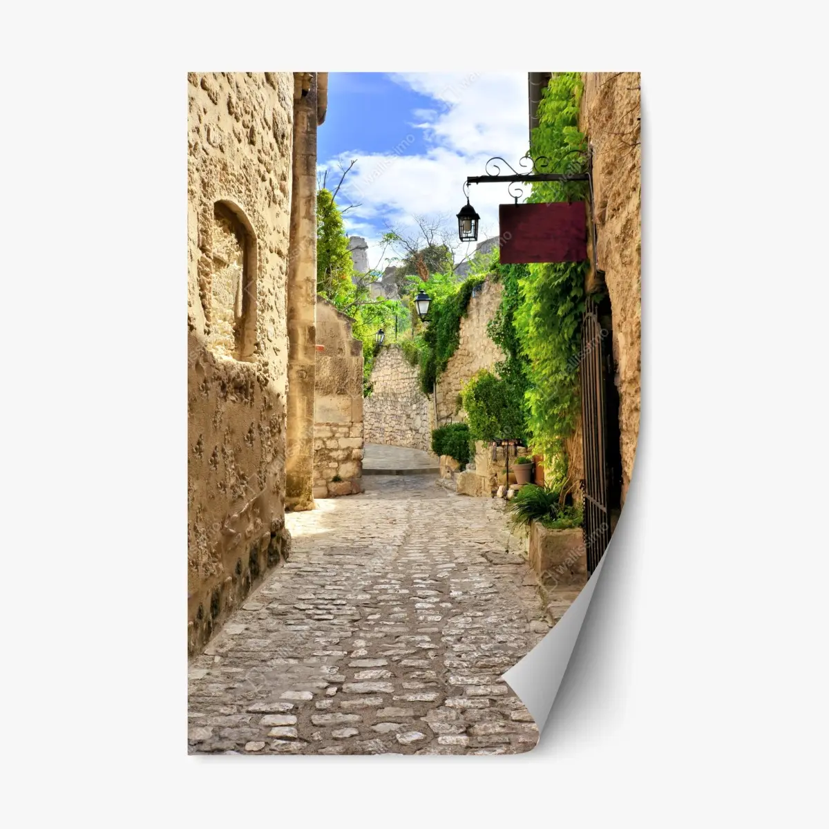 Repositionable sticker charming cobblestone street in Les Baux de Provence • Wallissimo® Repositionable sticker charming cobblestone street in Les Baux de Provence • Wallissimo®
