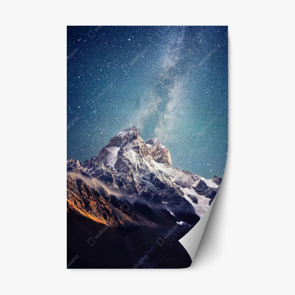 Repositionable sticker starry night over Ushba mountain • Wallissimo® Repositionable sticker starry night over Ushba mountain • Wallissimo®