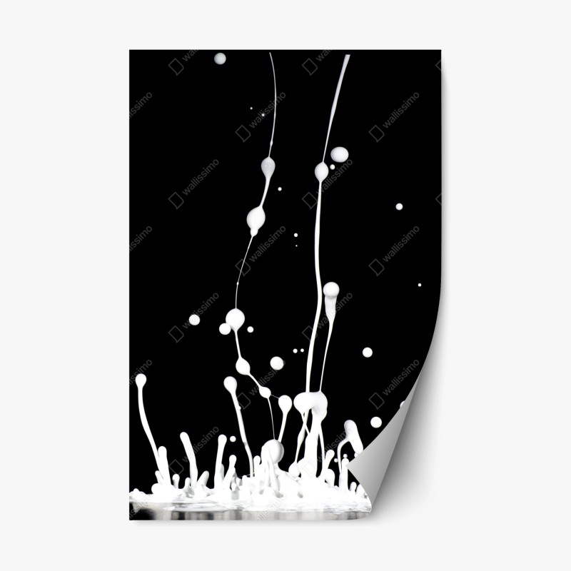 Repositionable sticker white liquid splash on black background