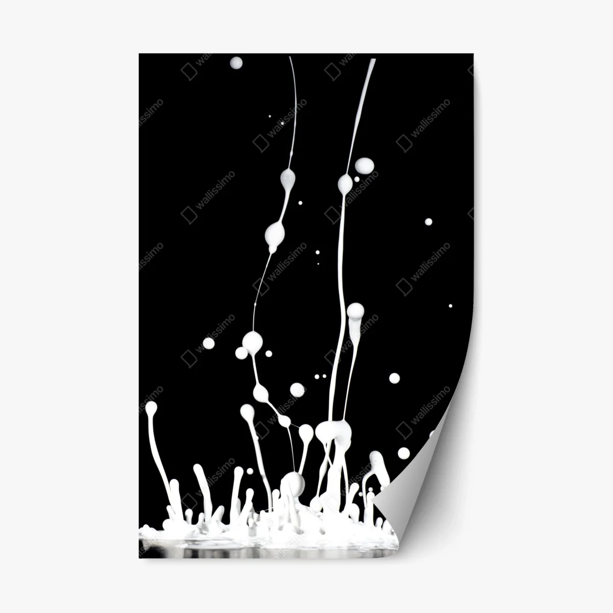 Repositionable sticker white liquid splash on black background • Wallissimo® Repositionable sticker white liquid splash on black background • Wallissimo®