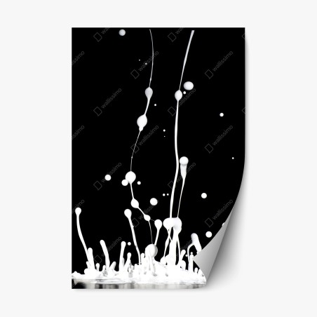 Repositionable sticker white liquid splash on black background • Wallissimo®