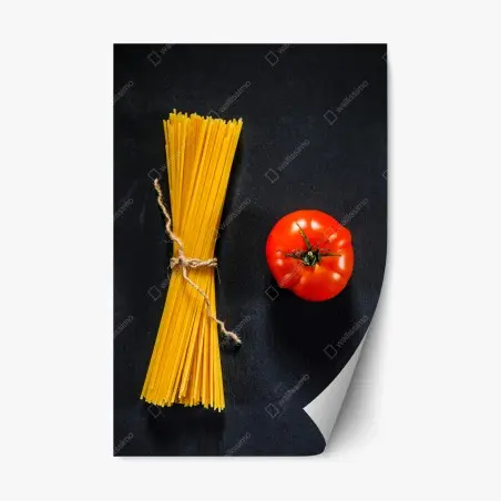 Repositionable sticker classic spaghetti and tomato composition • Wallissimo®