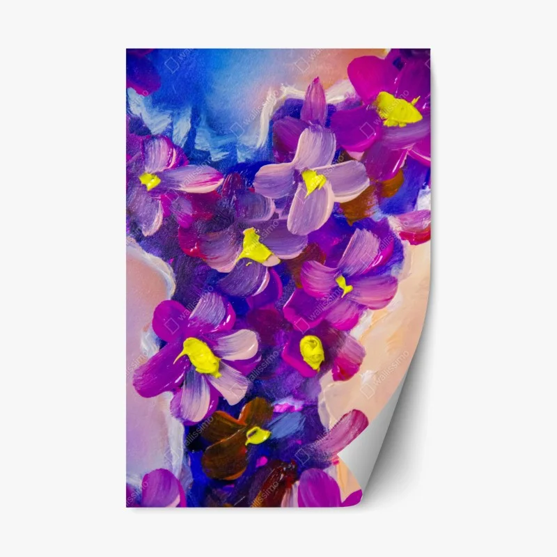 Repositionable sticker vibrant violet floral bouquet