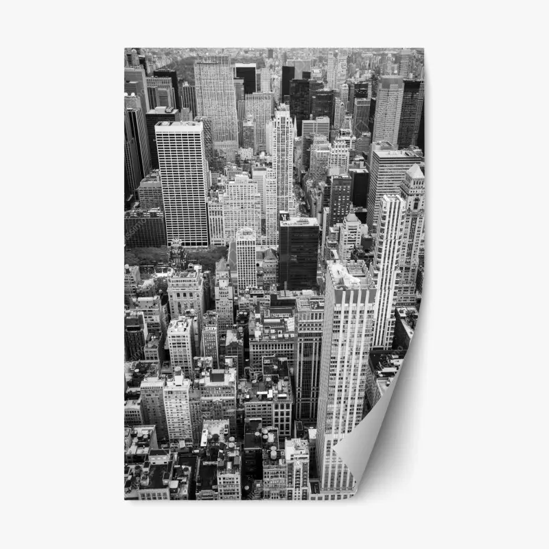 Repositionable sticker monochrome city skyline