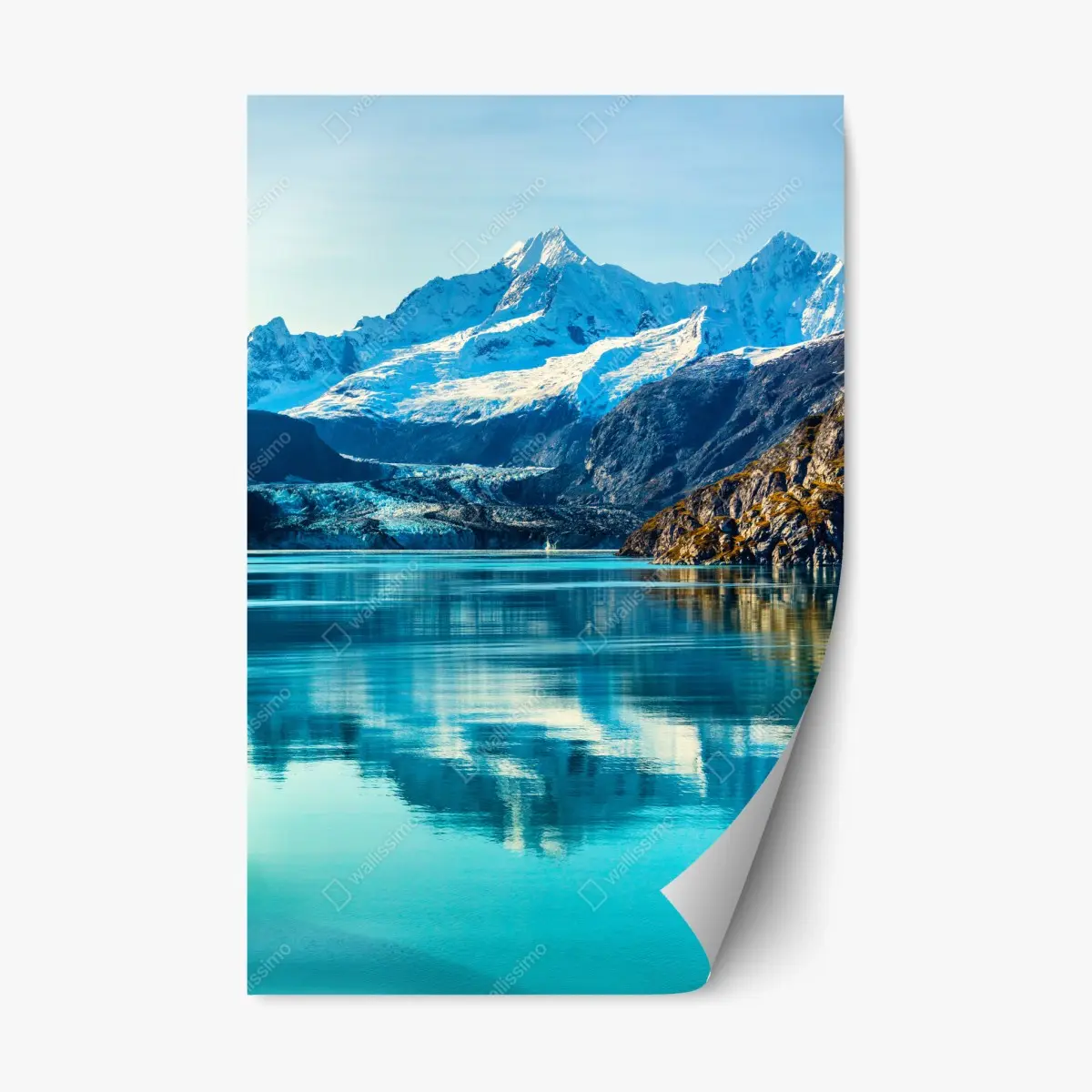 Repositionable sticker serene turquoise mountain lake • Wallissimo® Repositionable sticker serene turquoise mountain lake • Wallissimo®