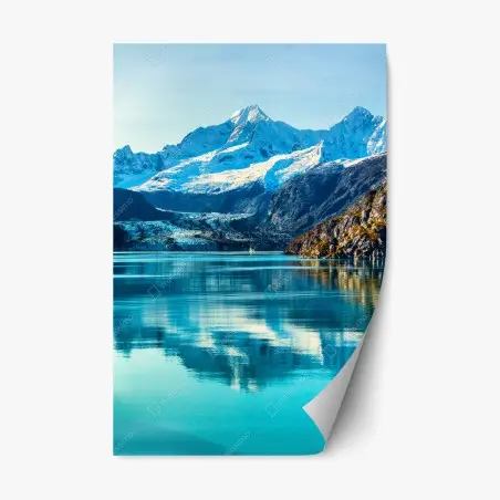 Repositionable sticker serene turquoise mountain lake • Wallissimo®