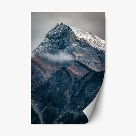 Repositionable sticker dramatic alpine peak in mist • Wallissimo®
