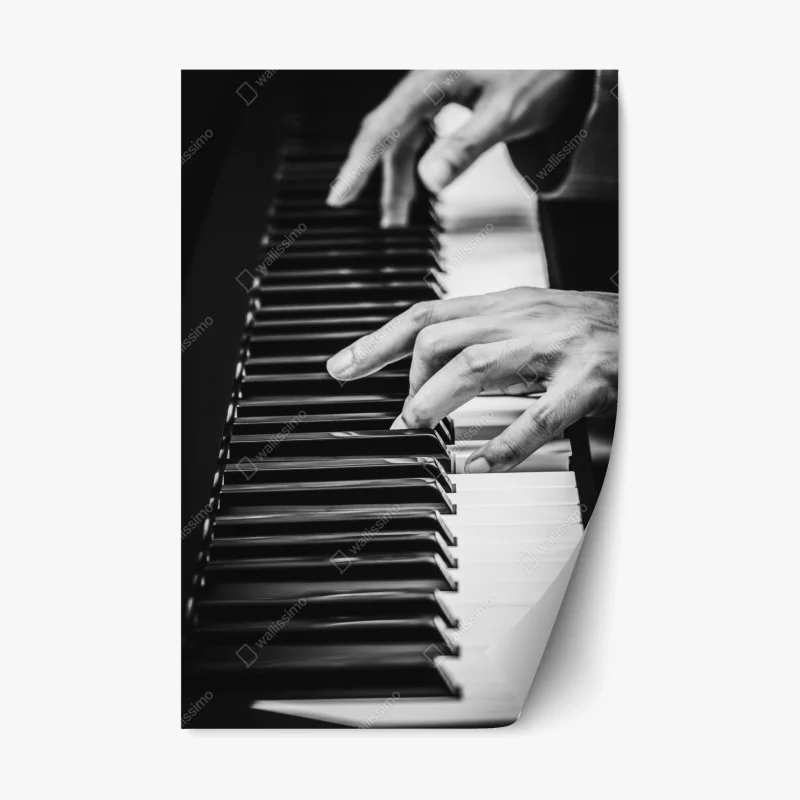 Repositionable sticker piano hands in motion