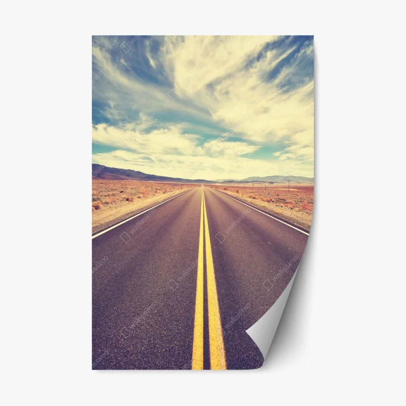 Repositionable sticker vintage desert road, Death Valley