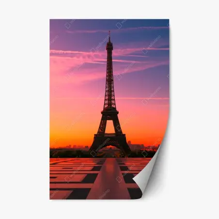 Repositionable sticker sunrise over the Eiffel Tower • Wallissimo®