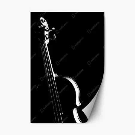 Repositionable sticker elegant violin silhouette on black • Wallissimo®