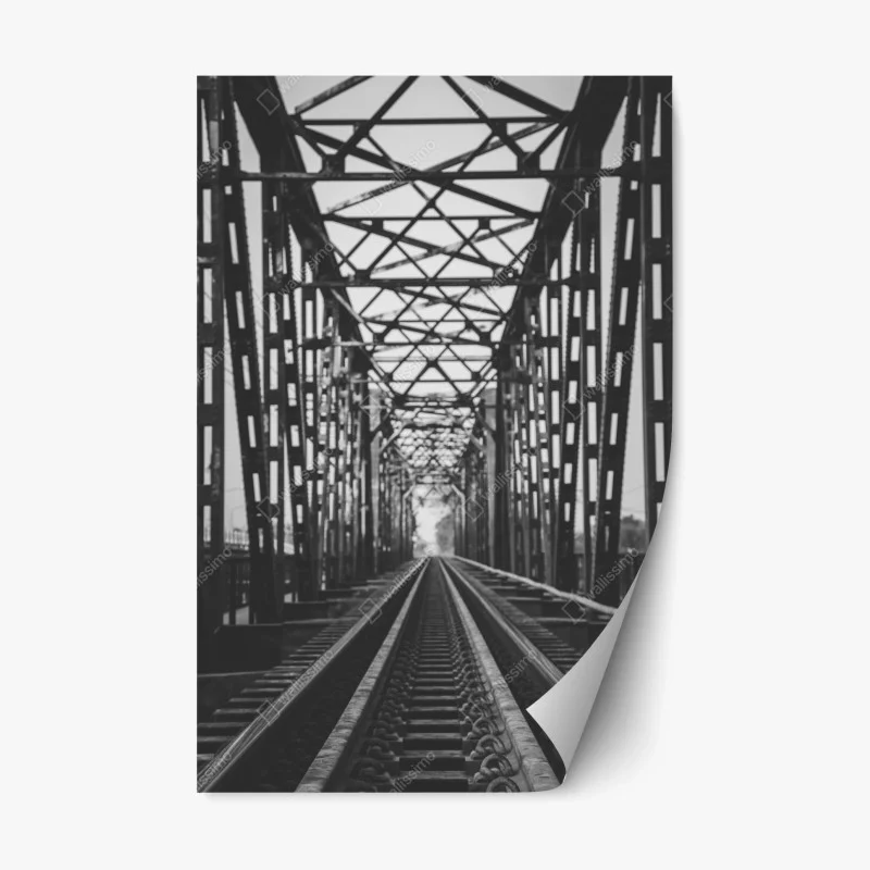 Repositionable sticker old railway bridge perspective