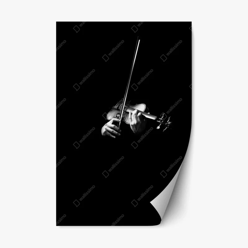 Repositionable sticker soulful violin in monochrome