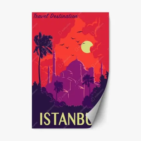Repositionable sticker sunset over Istanbul • Wallissimo®