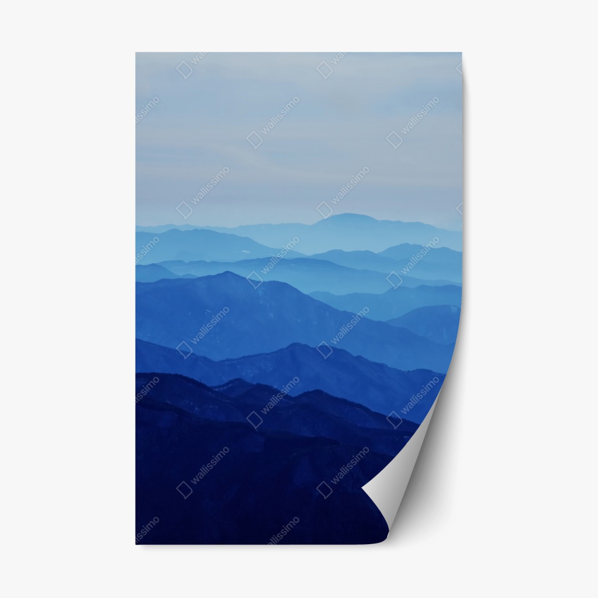 Repositionable sticker misty blue mountain layers • Wallissimo® Repositionable sticker misty blue mountain layers • Wallissimo®