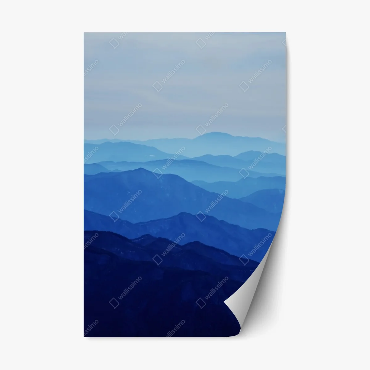 Repositionable sticker misty blue mountain layers • Wallissimo® Repositionable sticker misty blue mountain layers • Wallissimo®