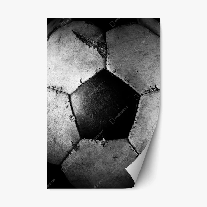 Repositionable sticker worn soccer ball close-up