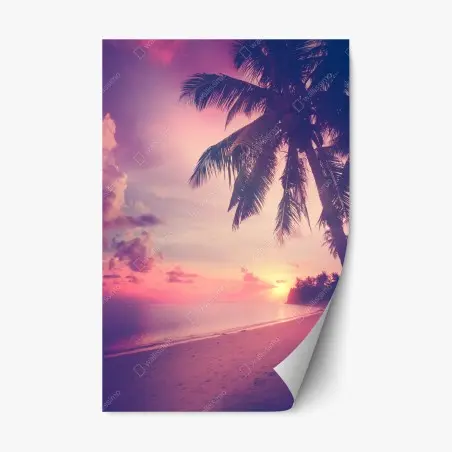 Repositionable sticker tropical sunset beach silhouette • Wallissimo®