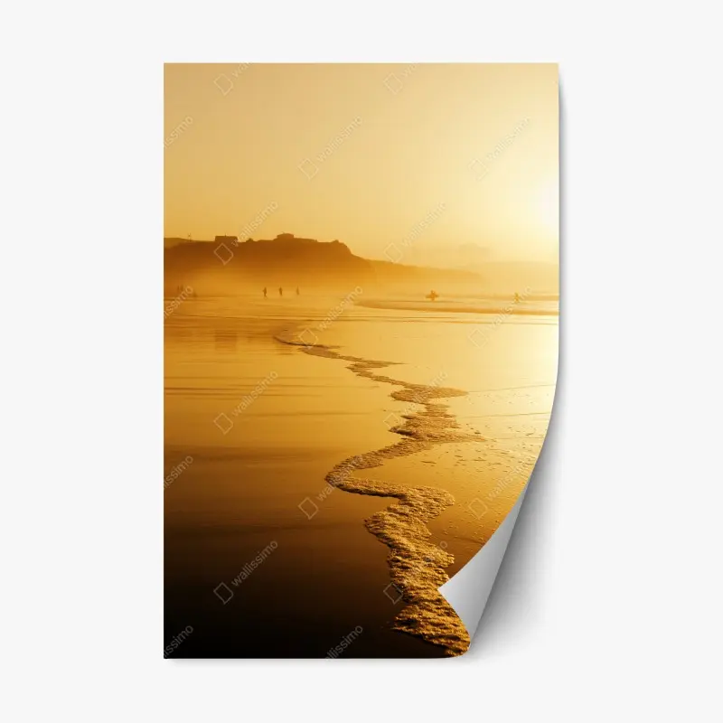Repositionable sticker golden sunset at Sopelana beach