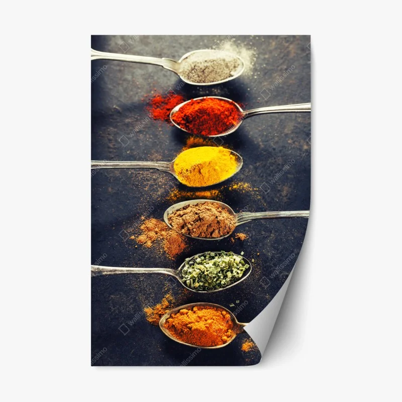 Repositionable sticker colorful spice spoons arrangement