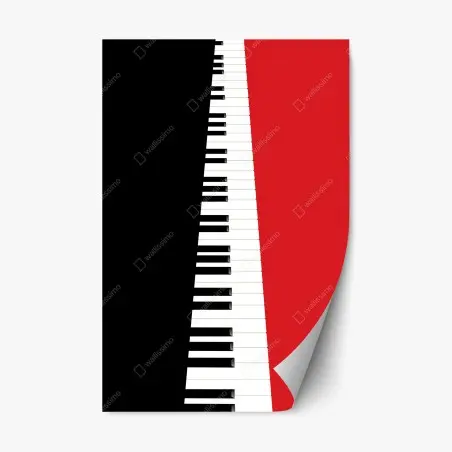 Repositionable sticker black and red piano keyboard composition • Wallissimo®