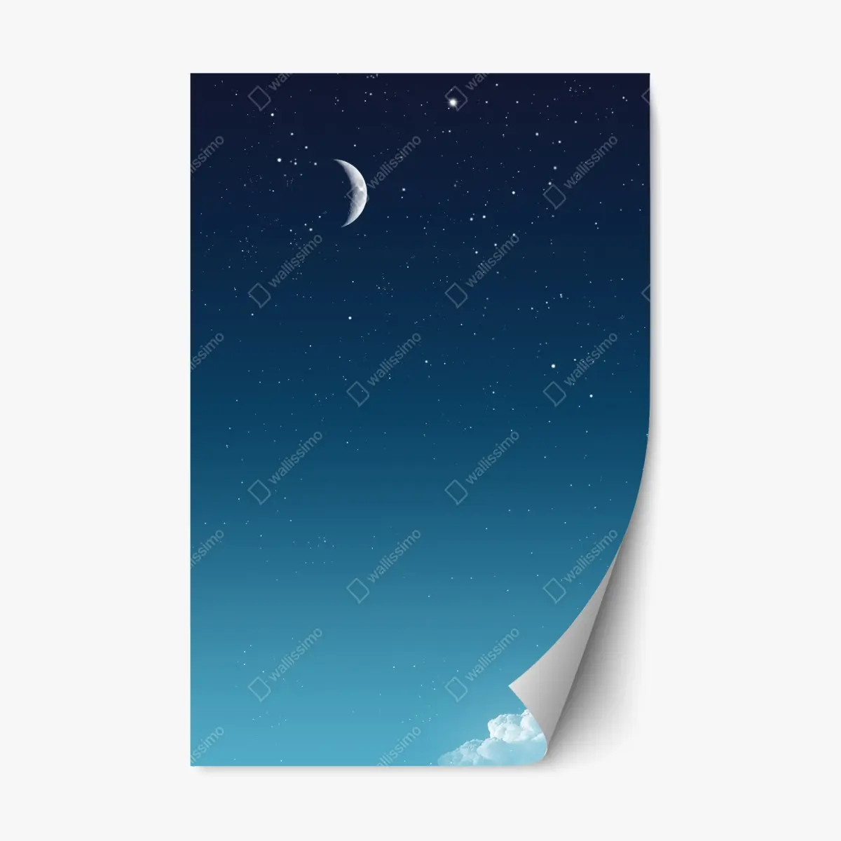 Repositionable sticker serene crescent moon night sky • Wallissimo® Repositionable sticker serene crescent moon night sky • Wallissimo®