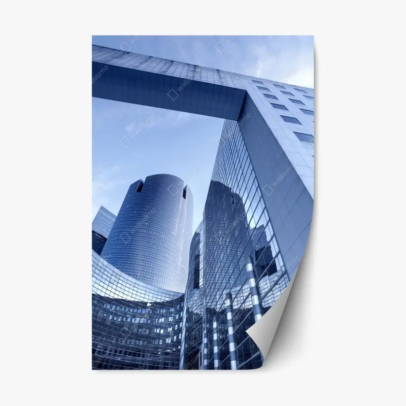 Repositionable sticker modern blue urban skyline
