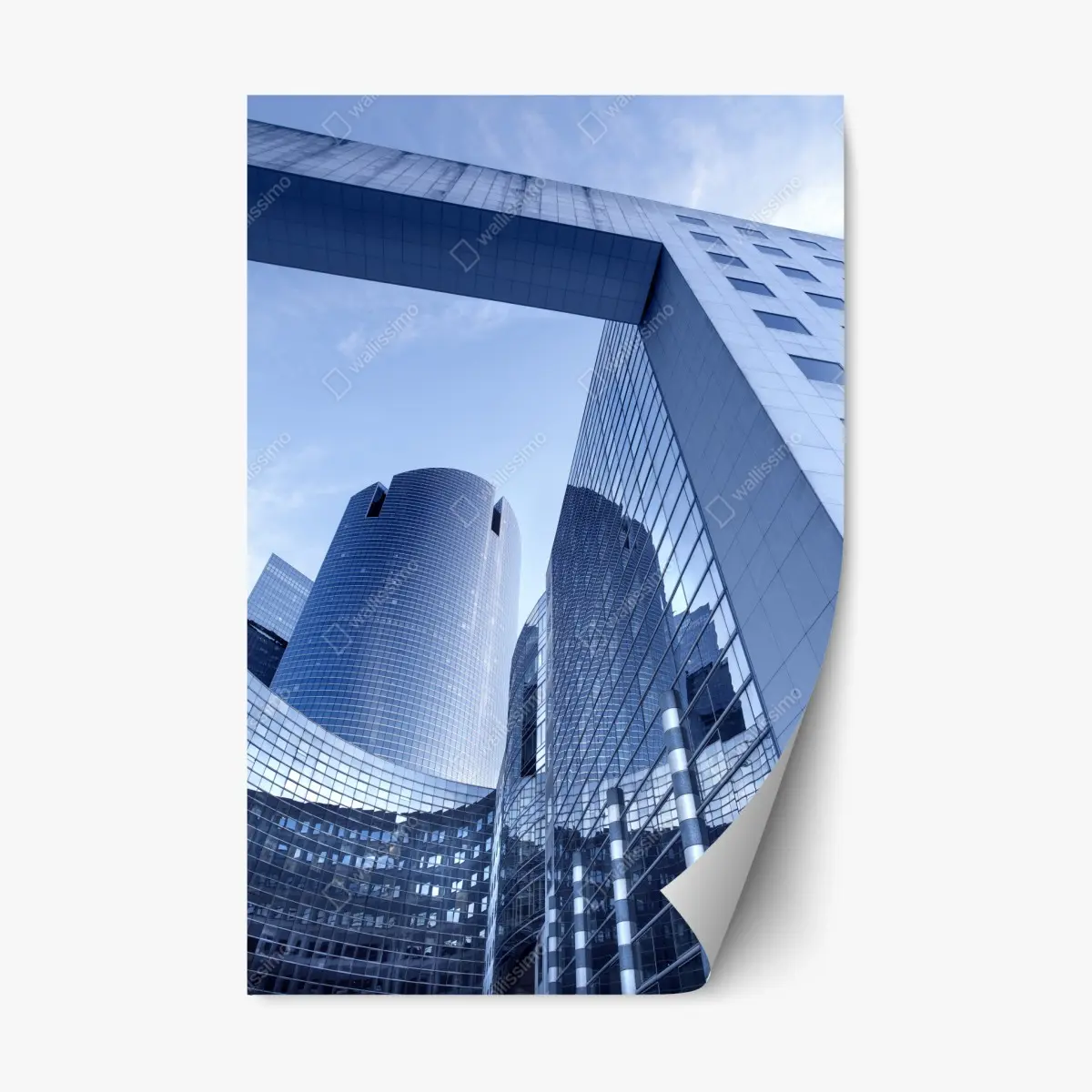 Repositionable sticker modern blue urban skyline • Wallissimo® Repositionable sticker modern blue urban skyline • Wallissimo®