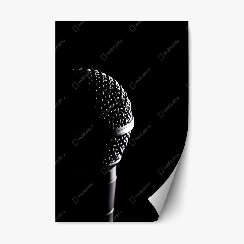 Repositionable sticker dramatic microphone close-up