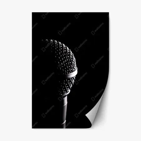 Repositionable sticker dramatic microphone close-up • Wallissimo®