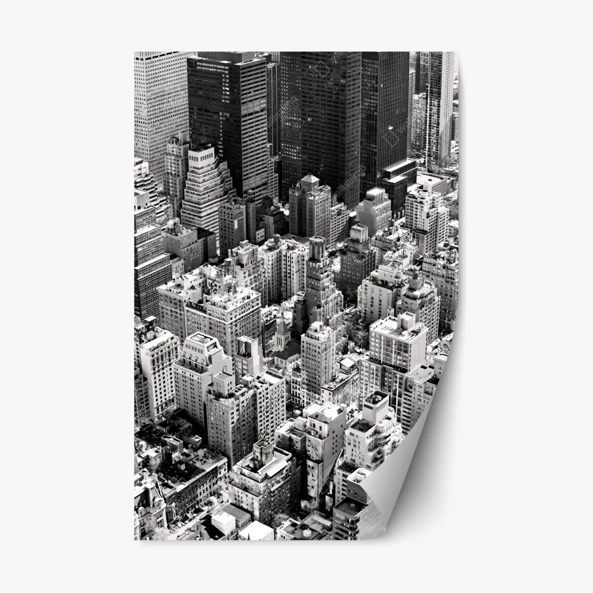 Repositionable sticker Manhattan aerial skyline in monochrome • Wallissimo® Repositionable sticker Manhattan aerial skyline in monochrome • Wallissimo®