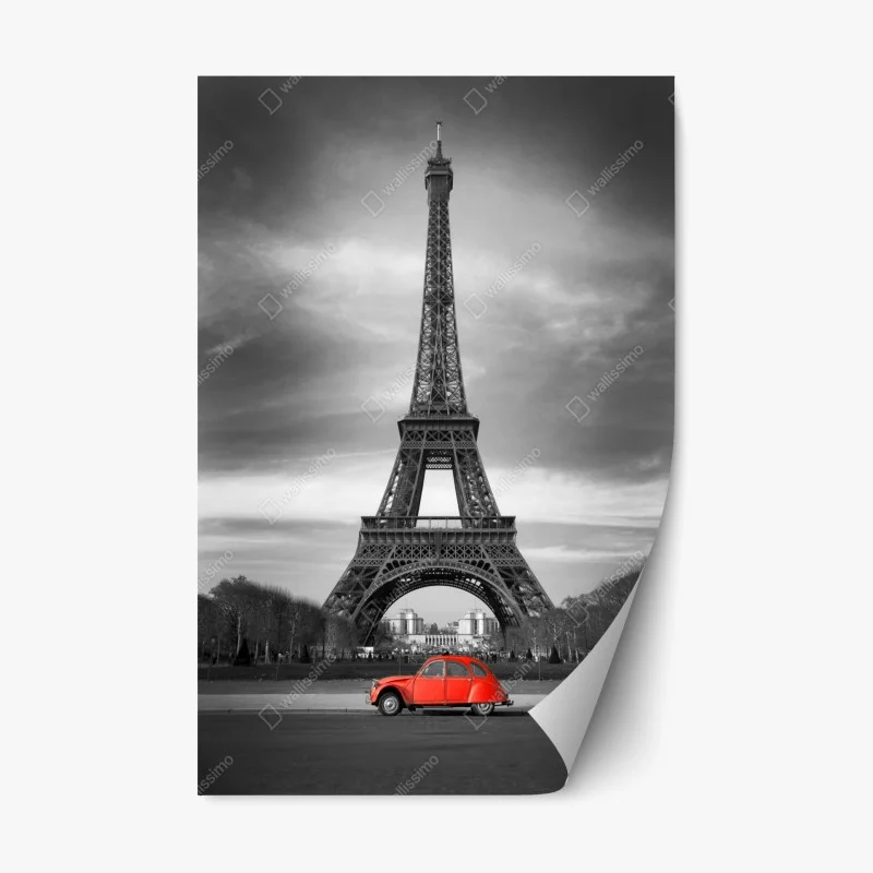 Repositionable sticker turquoise and coral abstract cityscape lines • Wallissimo®