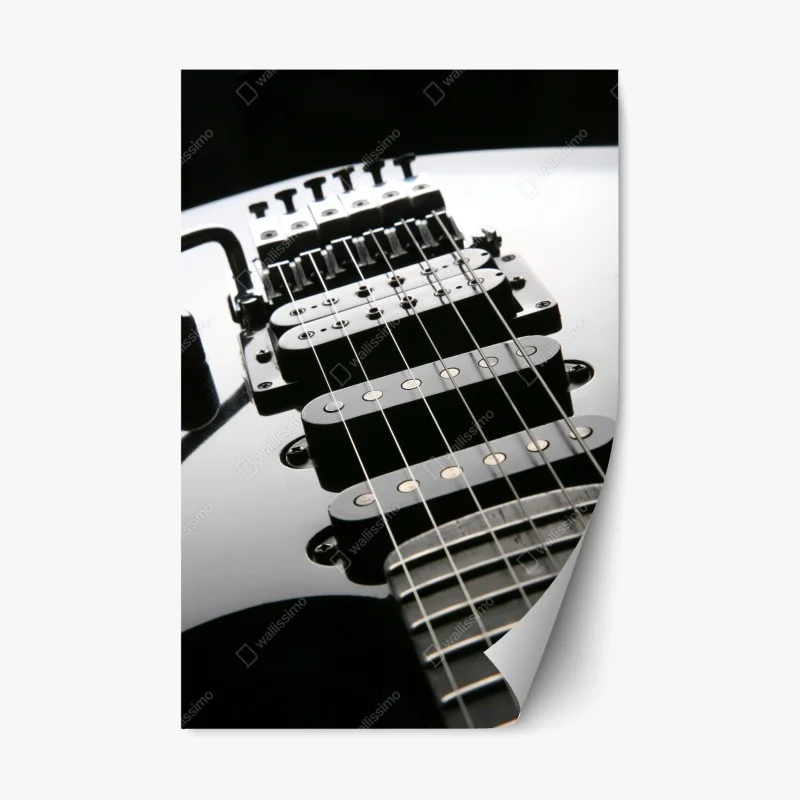 Repositionable sticker black electric guitar close-up