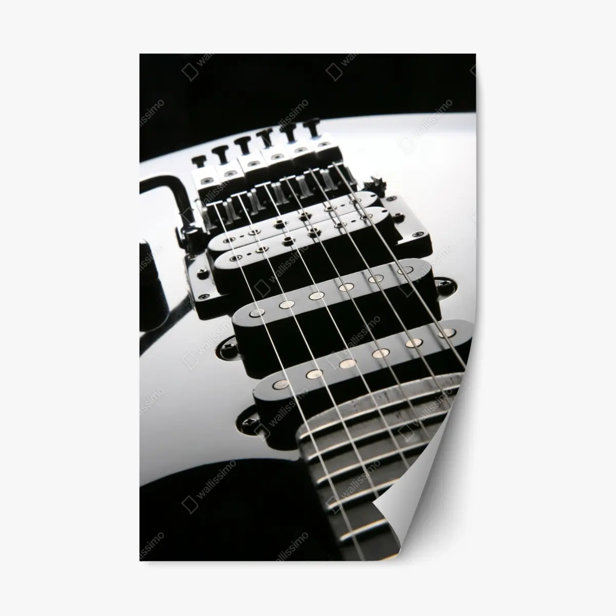 Repositionable sticker black electric guitar close-up • Wallissimo® Repositionable sticker black electric guitar close-up • Wallissimo®
